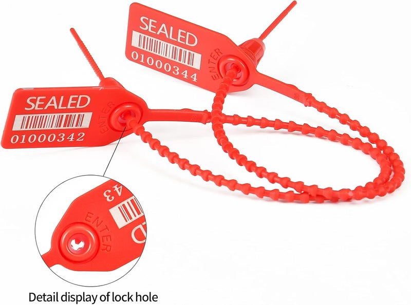 LeadSeals 500 Red Plastic Barcode Seals, Numberd Plastic Tamper Seals Security Tags, Pull-Tite Safety Zip Ties, Tamper Proof Tags Plasic Locks for Fire Extinguishers - Image 4